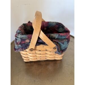 Vintage Lined Fabric Plastic Longaberger Basket 90s Decor Fruit Cute
